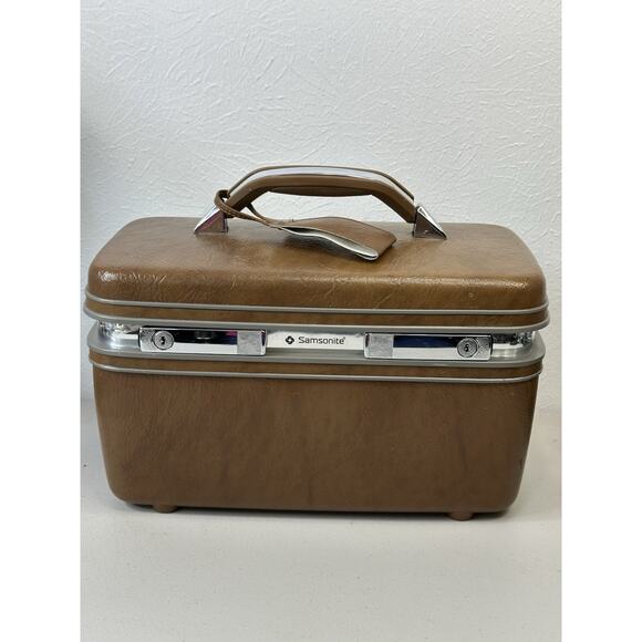 Vintage Samsonite Profile II Brown Carry On Makeup Case Mirror Tray Made In USA - Picture 1 of 12